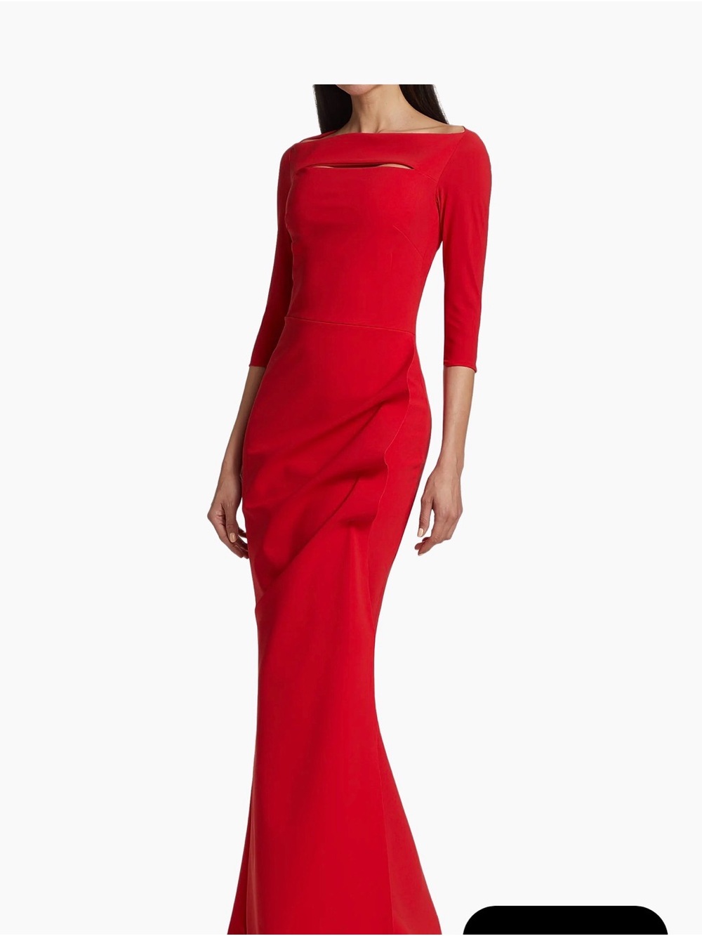 Chiara Boni Red Long-Sleeve Cutout Mermaid Dress